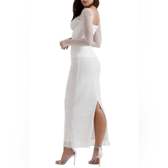 House of CB Katrina Mesh Maxi in White - Picture 2 of 3